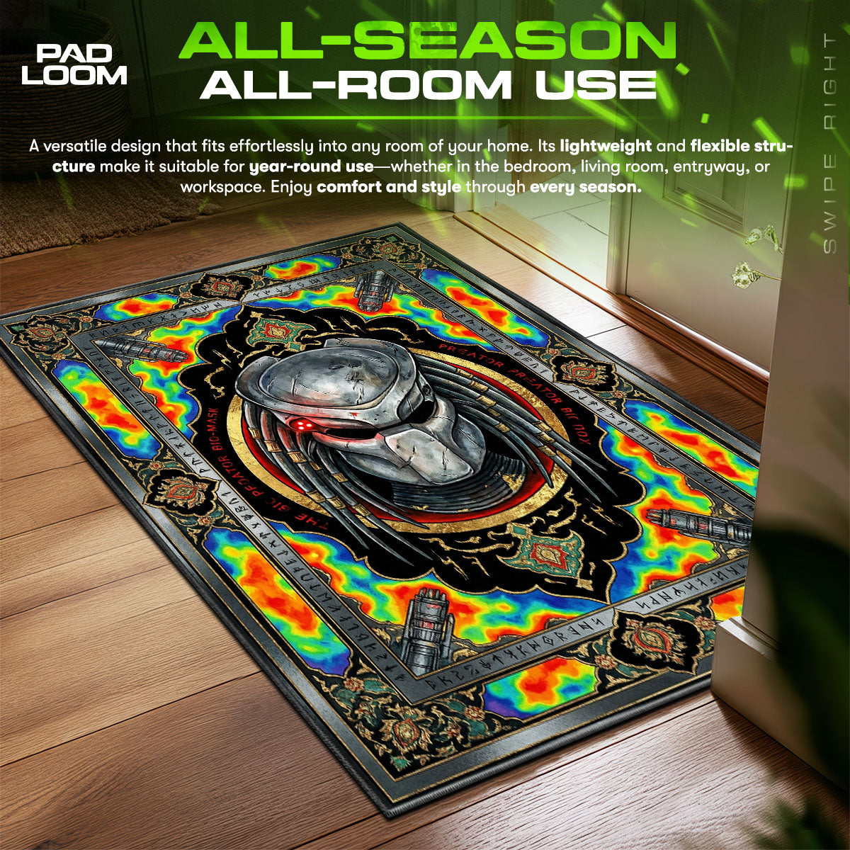 Predator Bio Mask Thermal Vision Predator Room fan rug — premium quality print