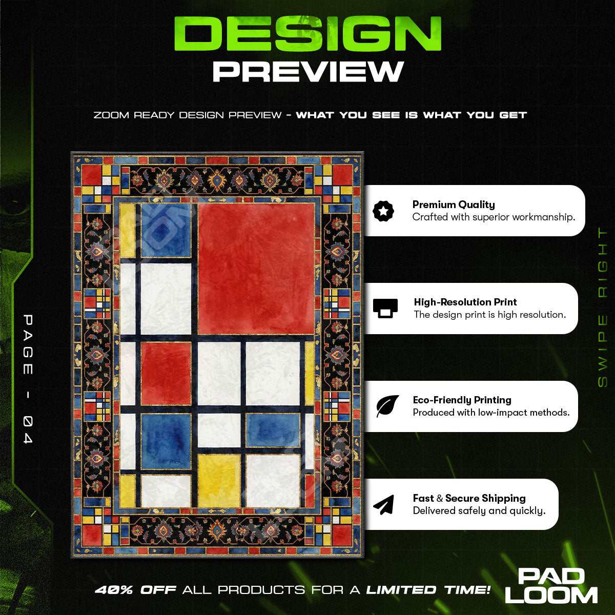 Primary Grid De Stijl Area rug — main product view