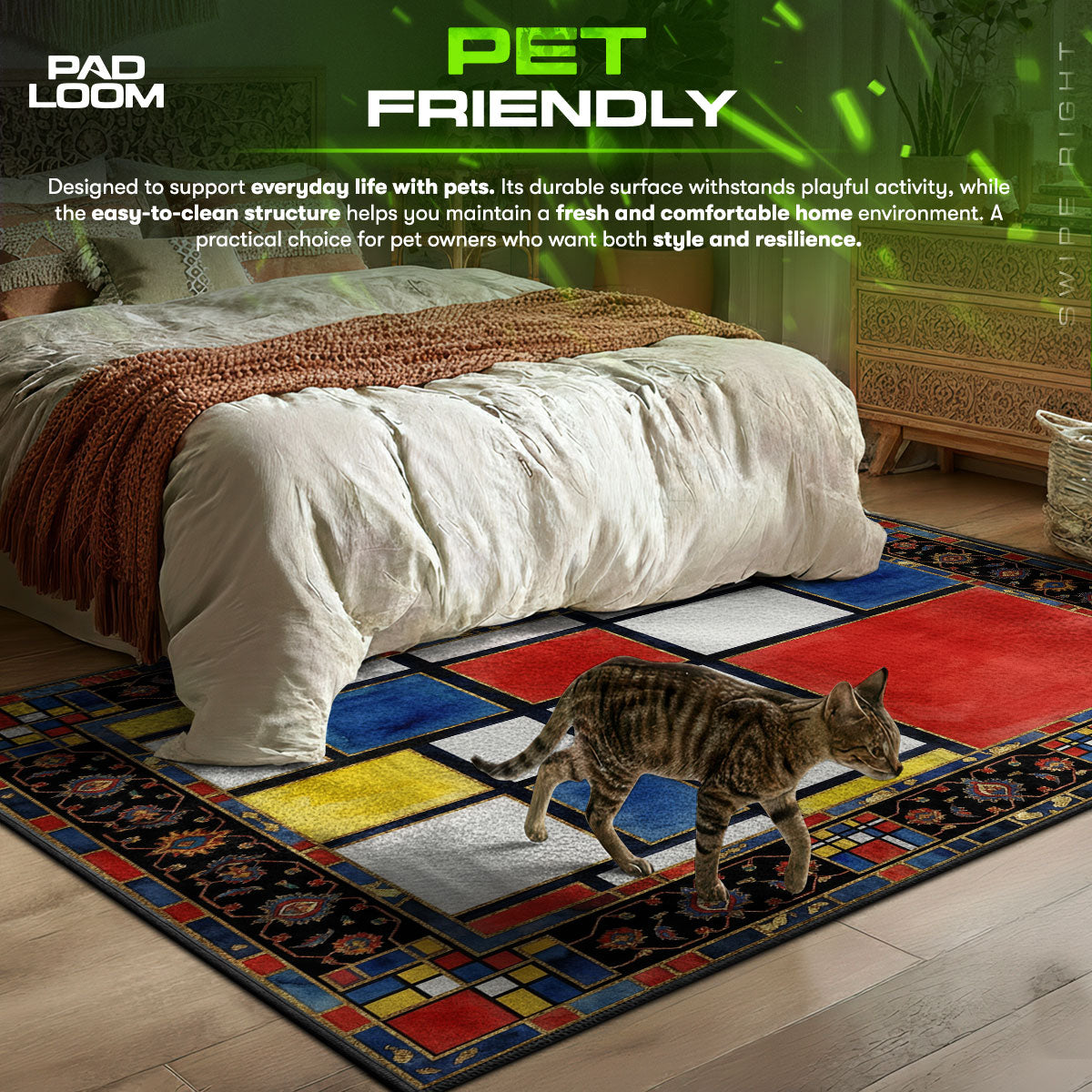 Primary Grid themed area rug for Modern fans