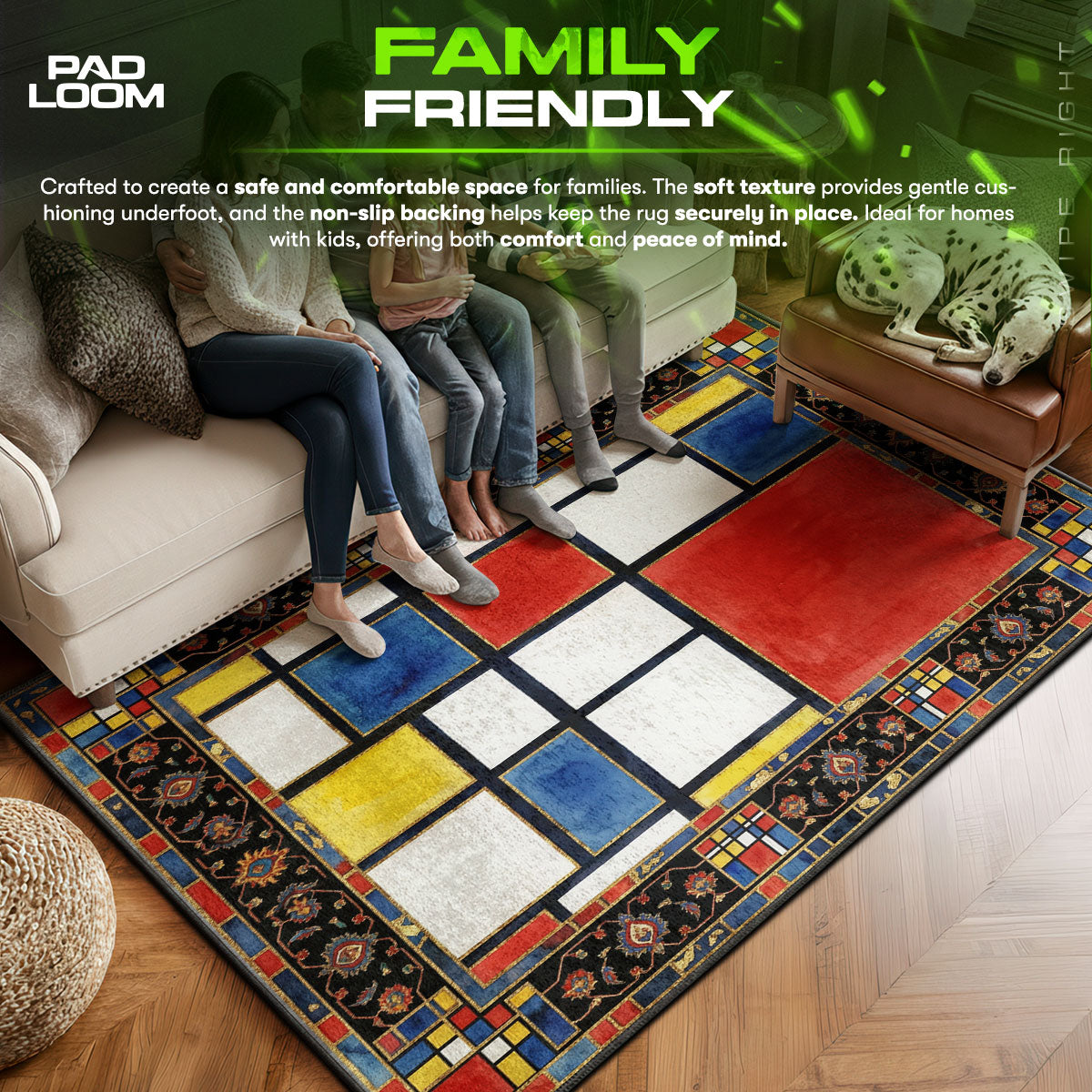 Area character design printed on rug