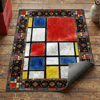 Primary Grid Rug — De Stijl Modern Area Rug