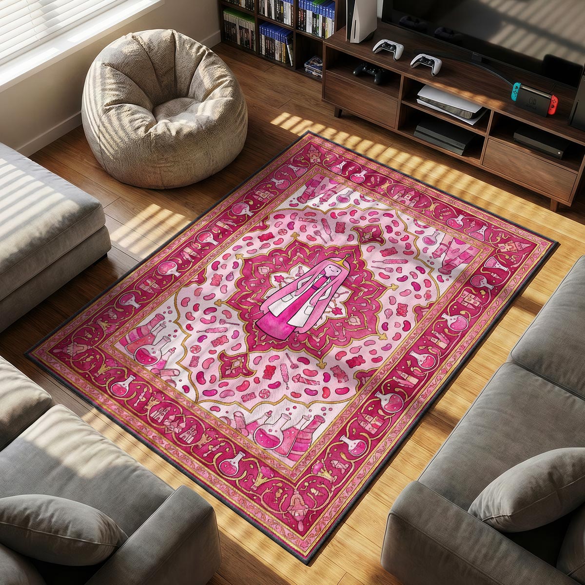 Princess Bubblegum themed area rug for home decor fans