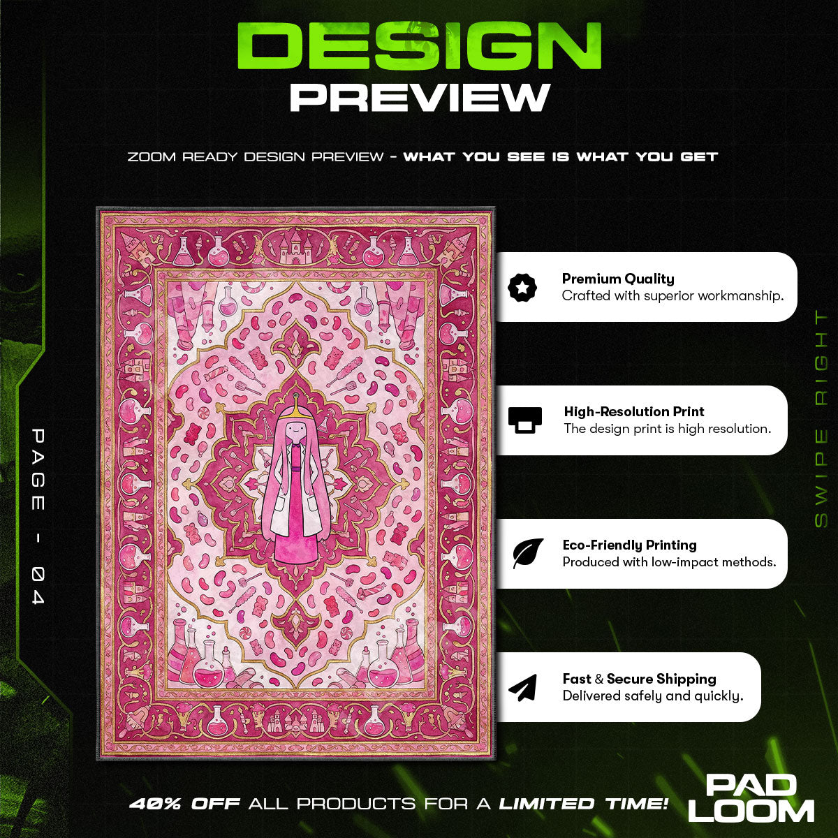Room character design printed on rug