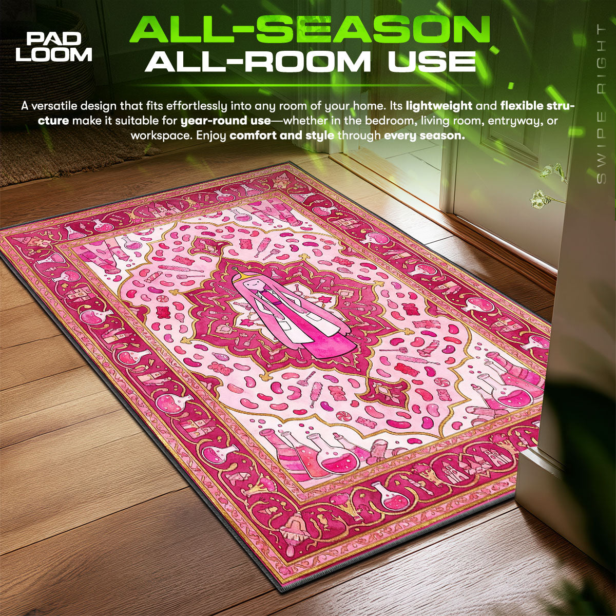Princess Bubblegum Candy Science Adventure Time Room fan rug — premium quality print