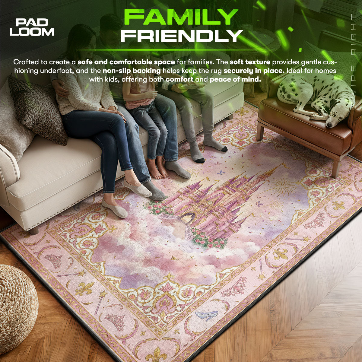 Princess Fairytale Castle Rug - Kids Room Floor Mat