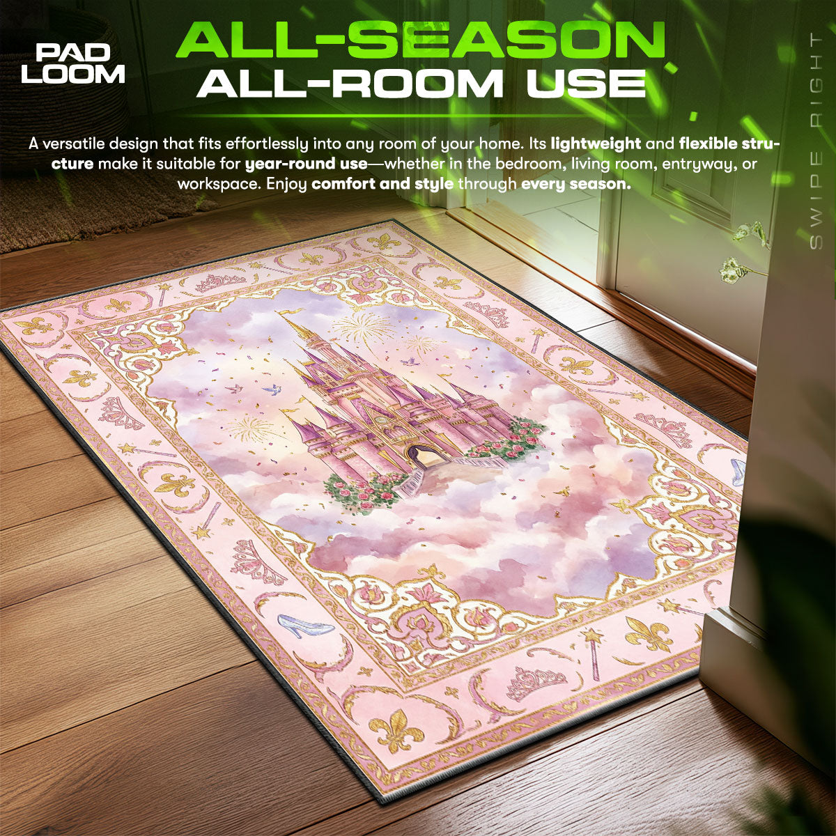 Princess Fairytale Castle Rug - Kids Room Floor Mat
