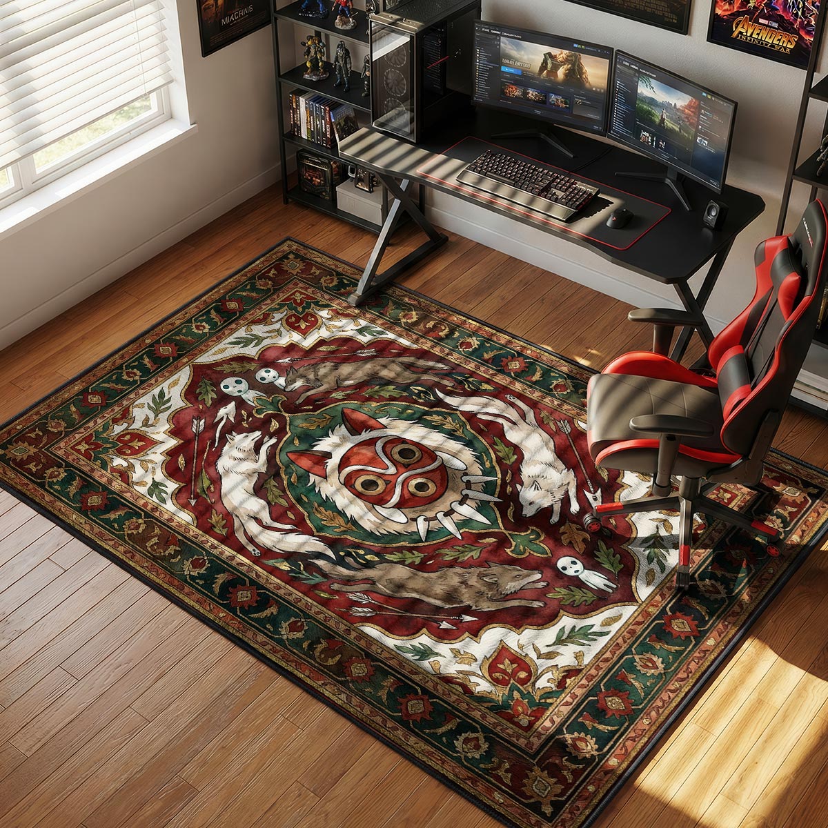 Princess Mononoke Mask Pattern Ghibli Chair rug — main product view