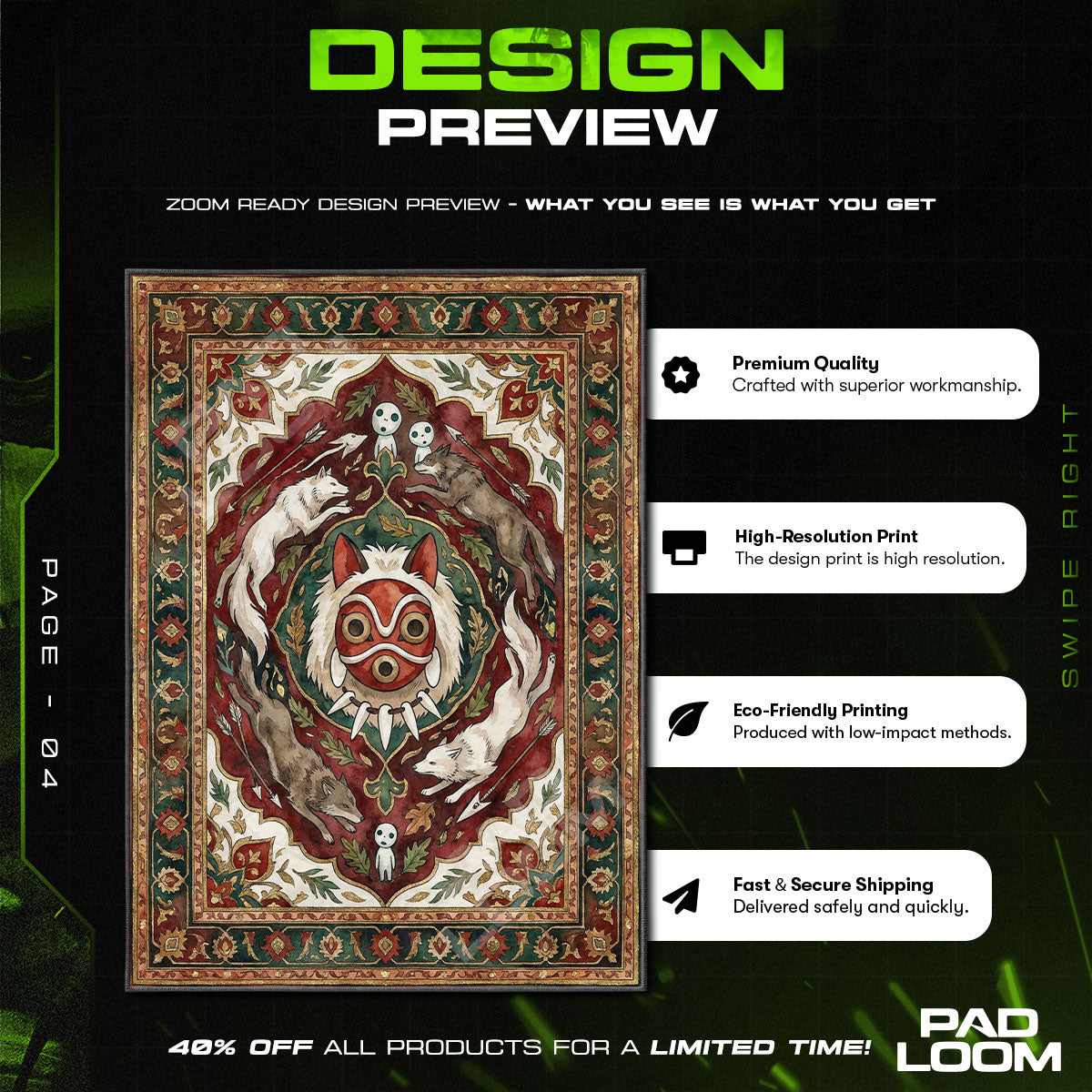 Chair character design printed on rug
