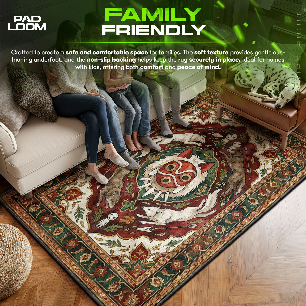 Princess area rug showing full home decor artwork