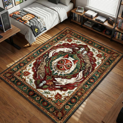 Princess Mononoke Mask Pattern Rug - Ghibli Chair Mat