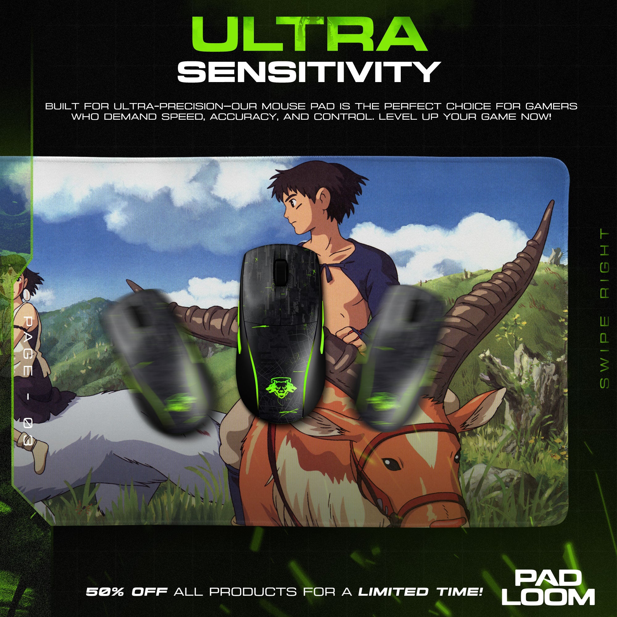 Princess Mononoke Mouse Pad - Studio Ghibli Anime Desk Mat