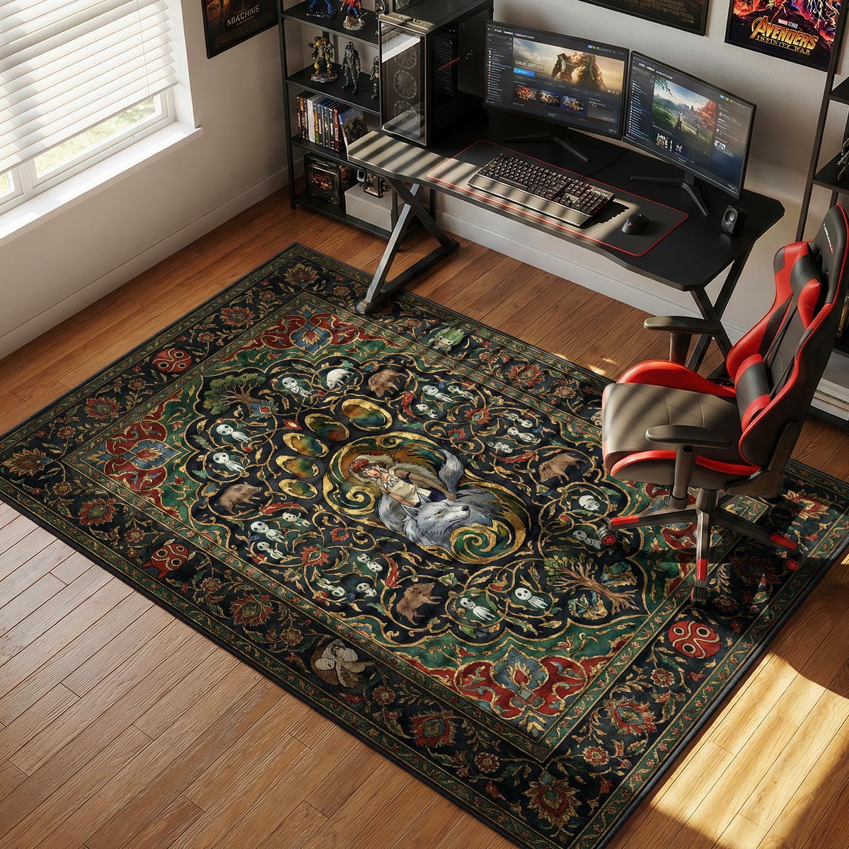 Princess Mononoke Wolf Paw Ghibli Chair rug — main product view