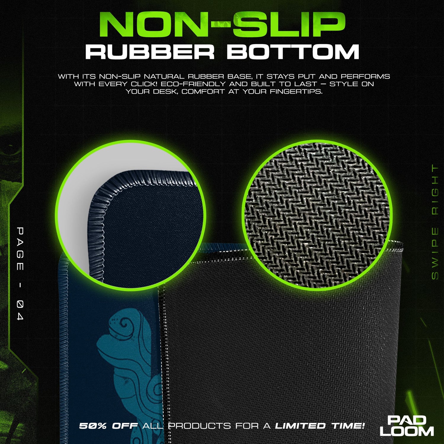 Princess Mononoke Wolf Spirit Mouse Pad, Anime Desk Mat Padloom