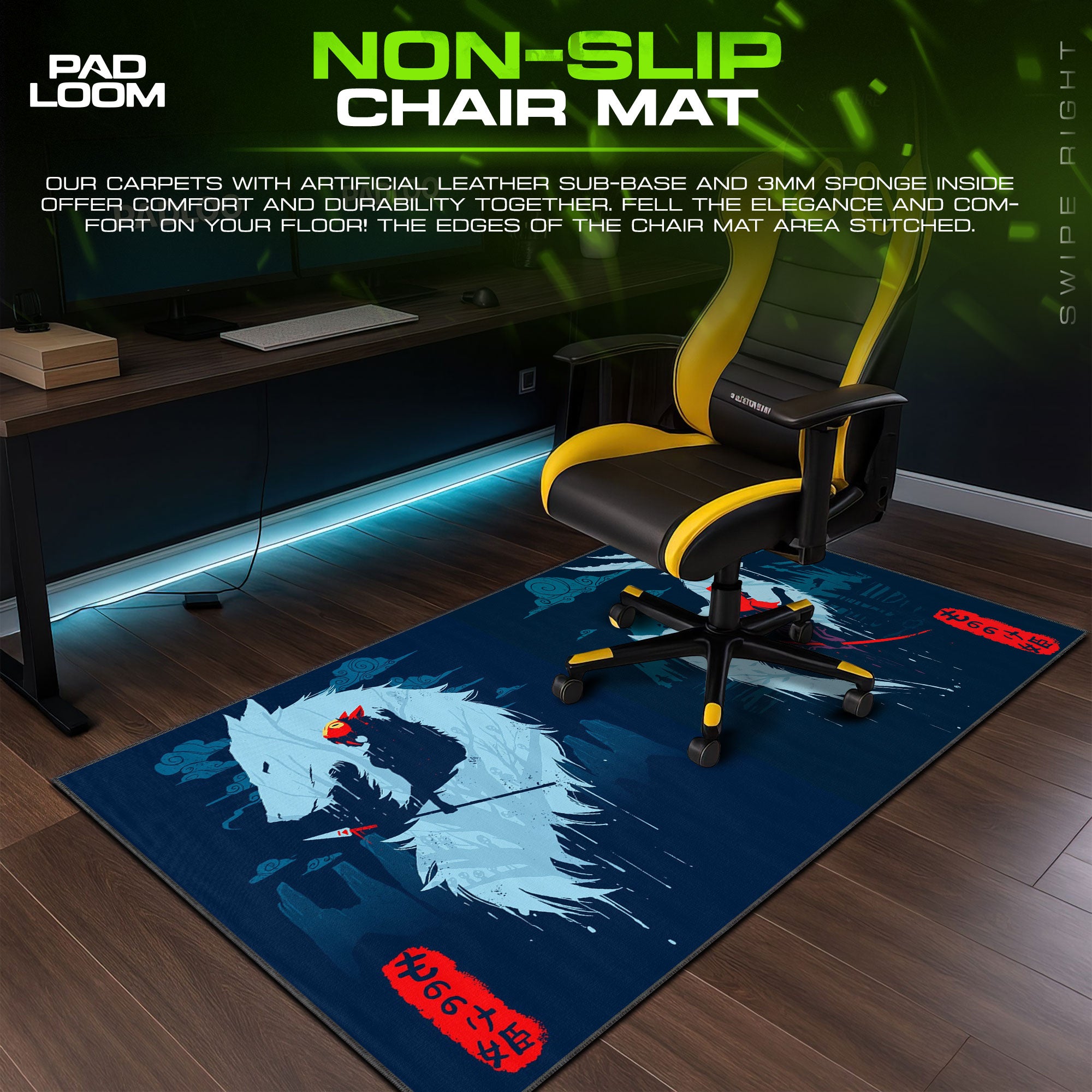 Princess Mononoke Wolf Spirit Mouse Pad, Anime Desk Mat