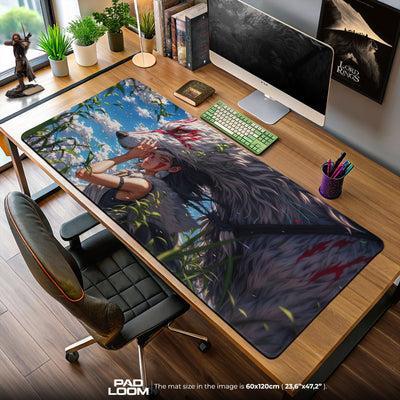 Princess Mononoke Wolf Spirit Mouse Pad, Studio Ghibli Desk Mat
