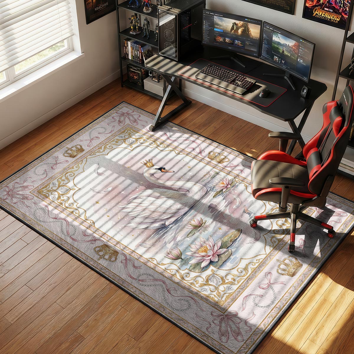 Princess Swan Crown Rug - Kids Floor Mat