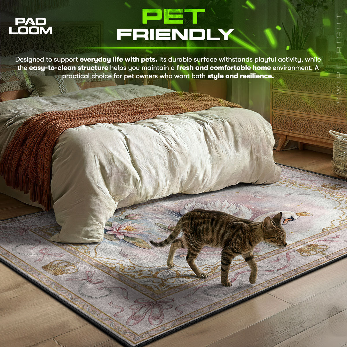 Princess Swan Crown Rug - Kids Floor Mat