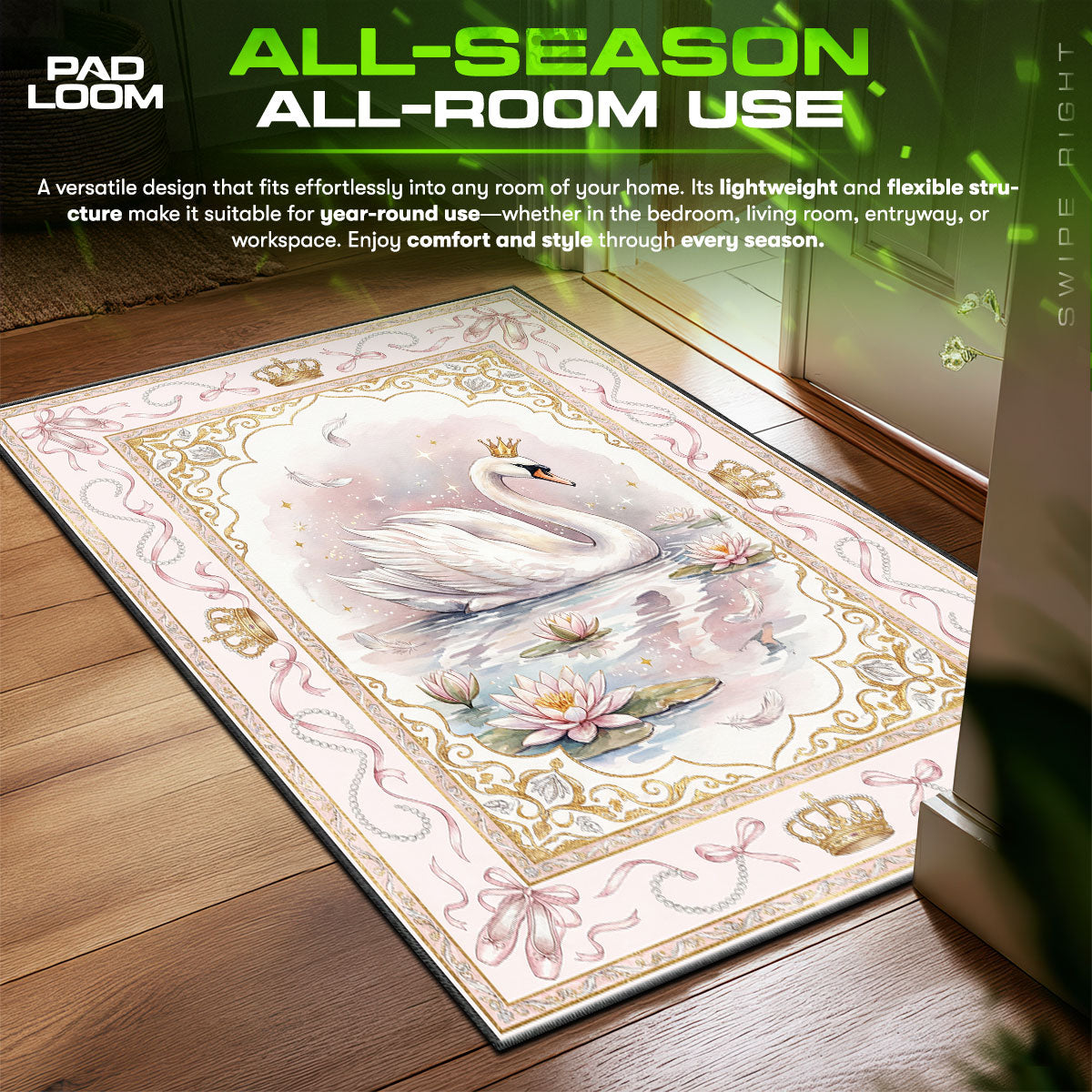 Princess Swan Crown Rug - Kids Floor Mat