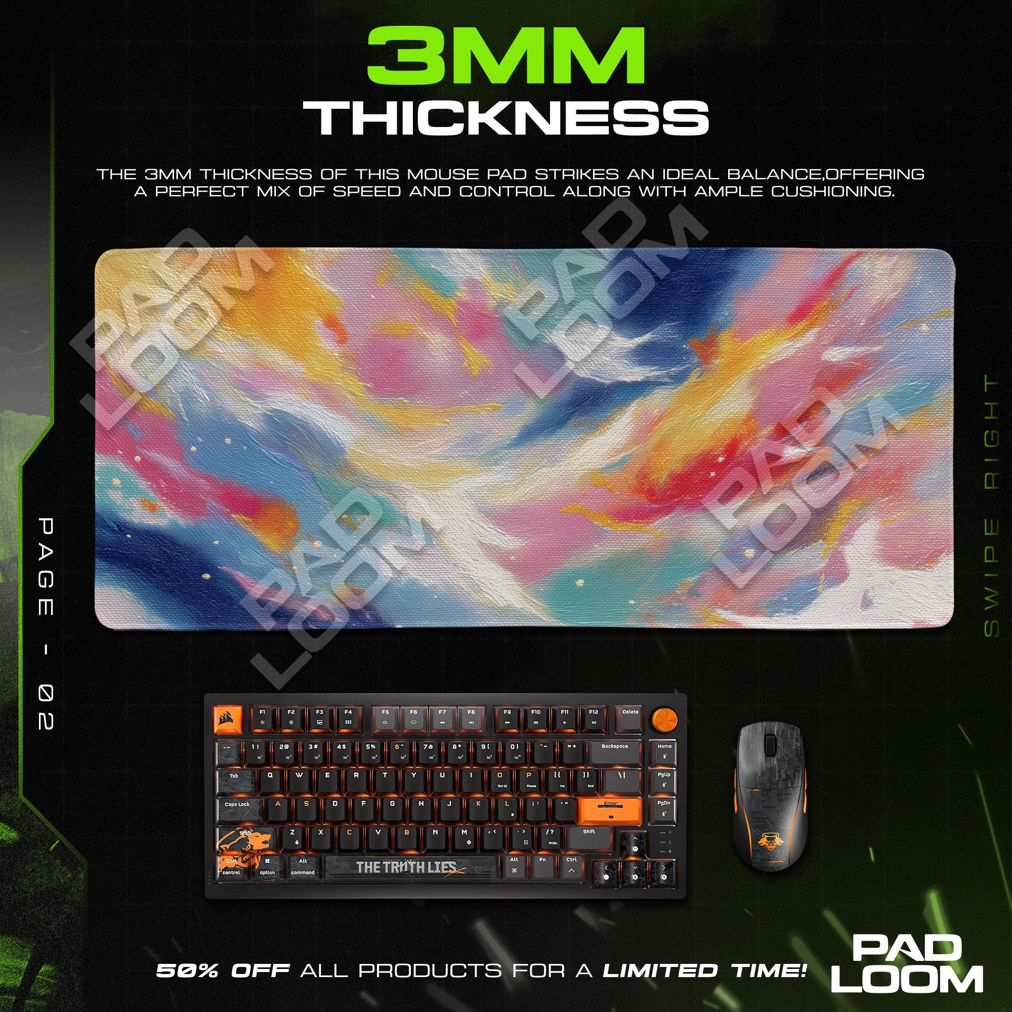 Prism Swirl Mouse Pad - Abstract Desk Mat