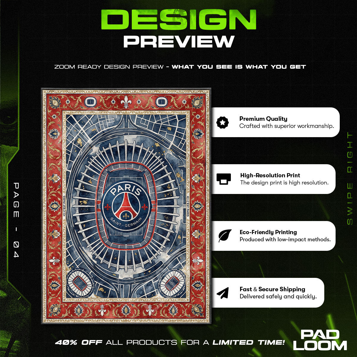 Floor character design printed on rug