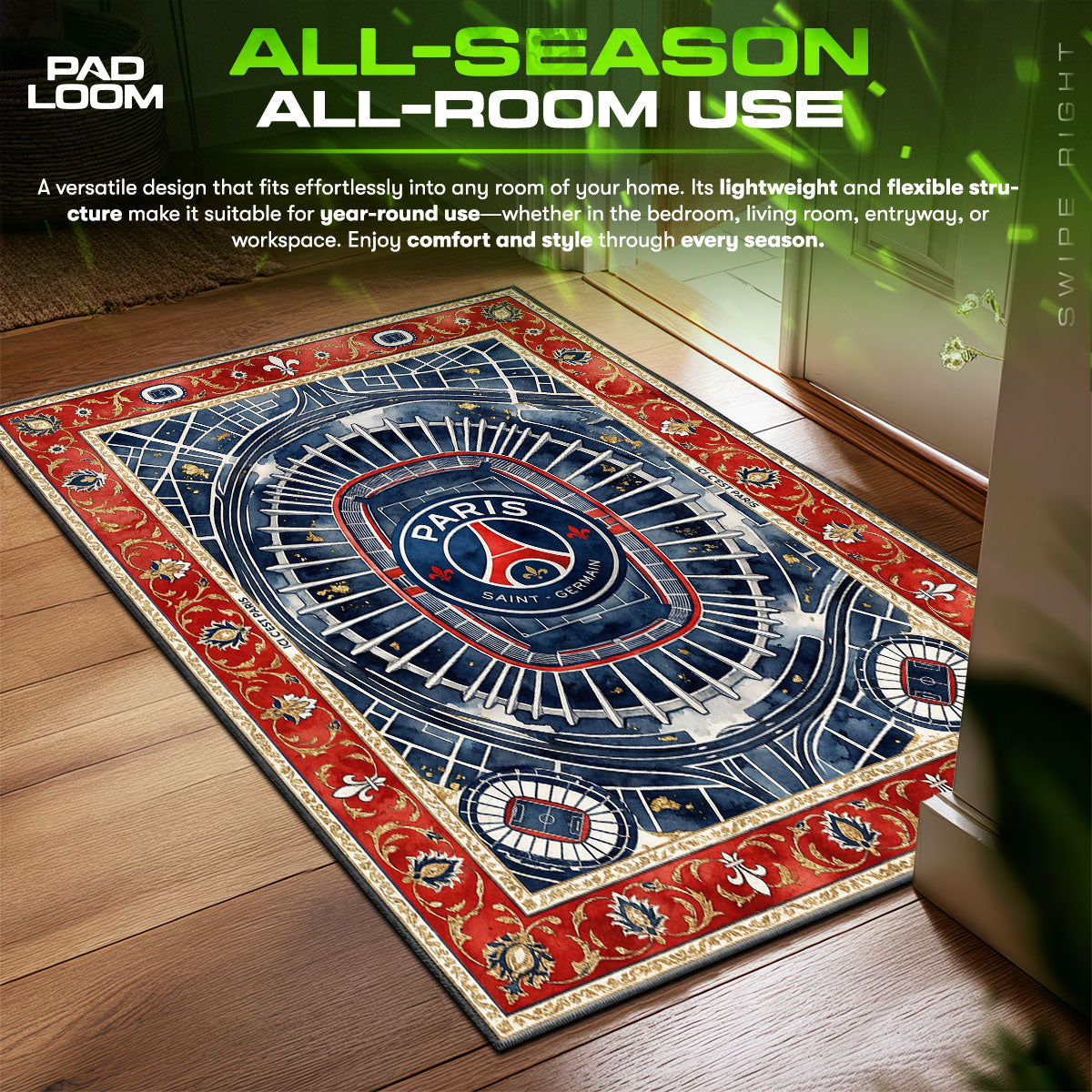 PSG Stadium Football Floor fan rug — premium quality print