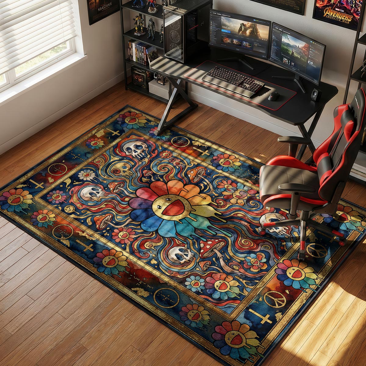 Psychedelic Murakami Melting Flower Streetwear Floor rug — main product view