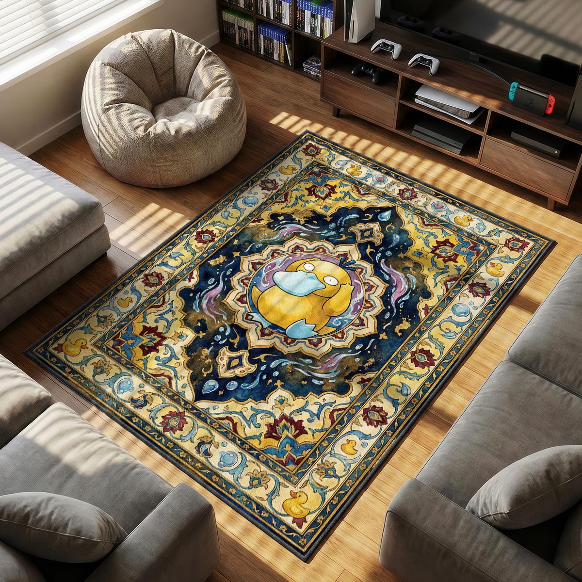 Psyduck Confused themed area rug for Pokemon fans