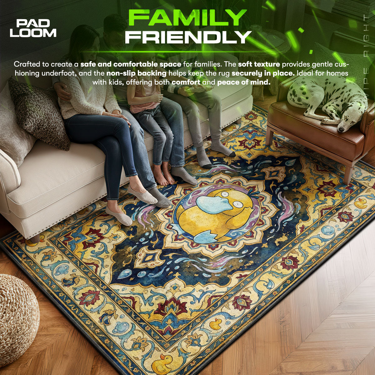 Psyduck area rug showing full Pokemon artwork