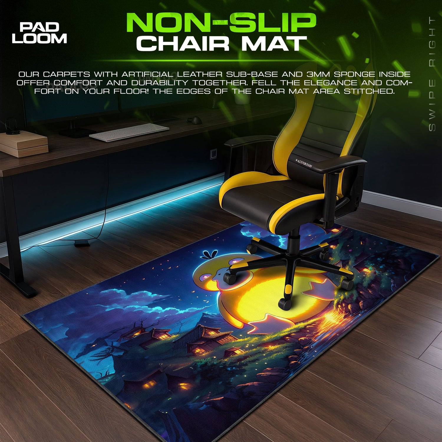 Psyduck Glow Mouse Pad, Pokémon Gaming Desk Mat Padloom