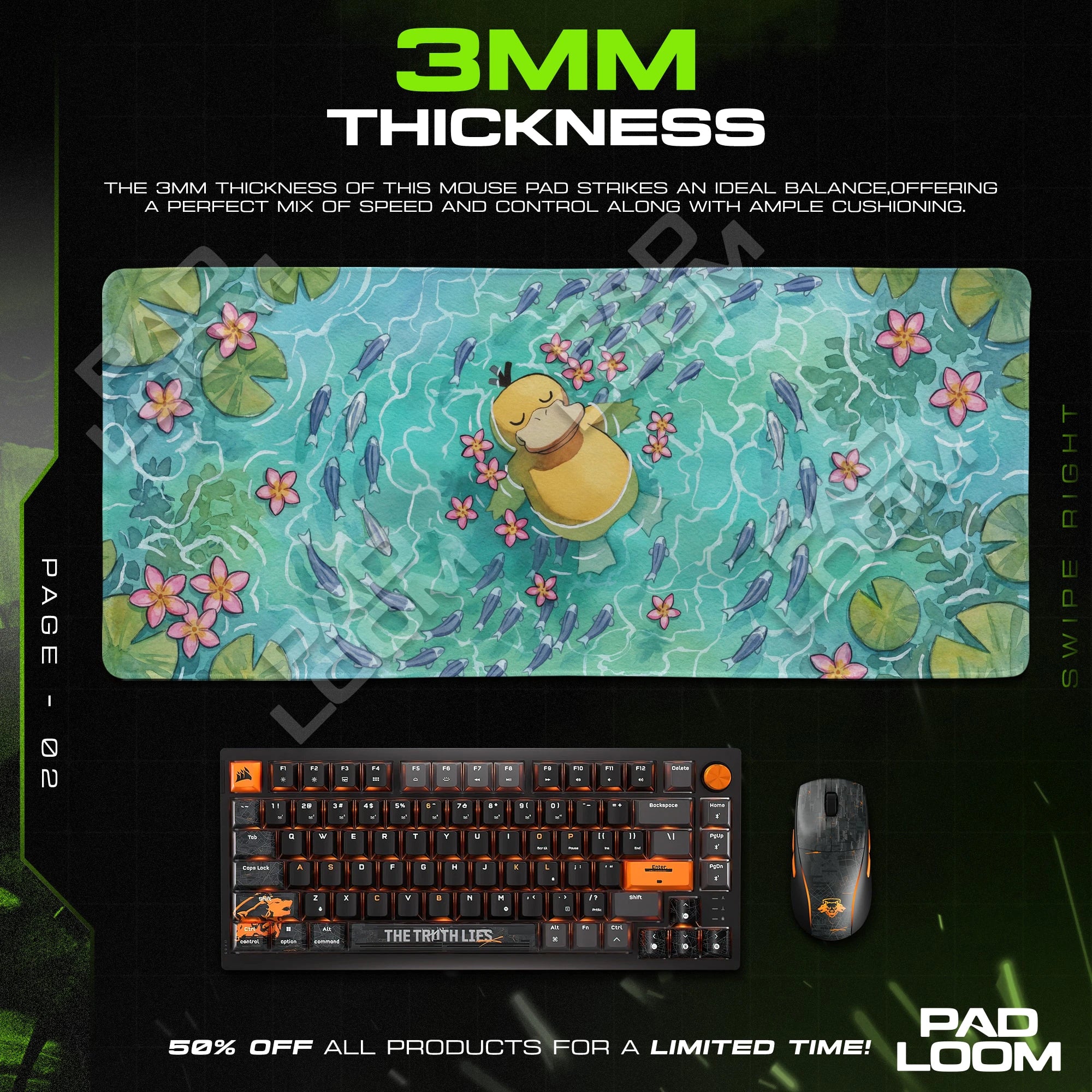 Psyduck Lily Pond Mouse Pad - Pokemon Desk Mat
