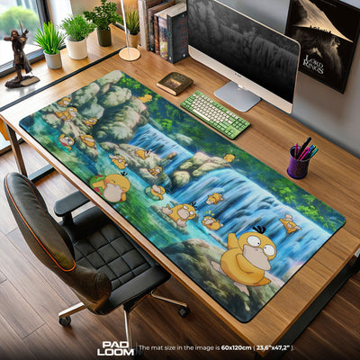 Psyduck Waterfall Mouse Pad, Pokémon Lake Desk Mat