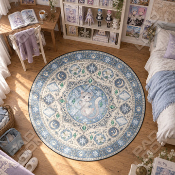 Puck Floating Re Zero round rug on a bedroom floor - Re Zero chair mat