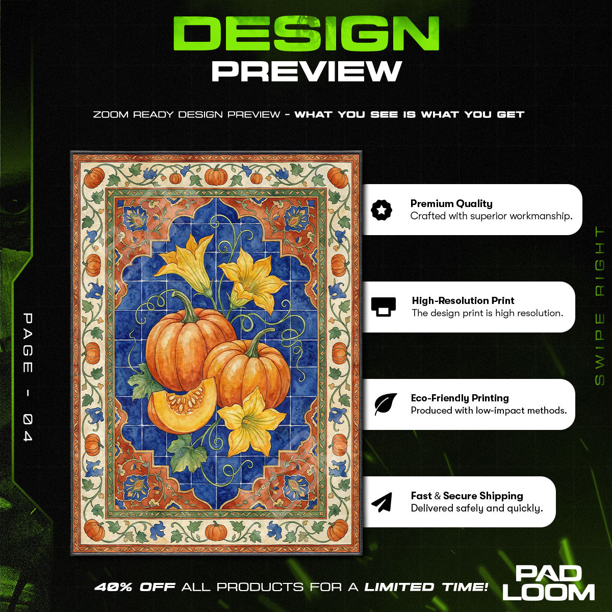 Pumpkin Harvest Autumn Kitchen Floor rug — main product view