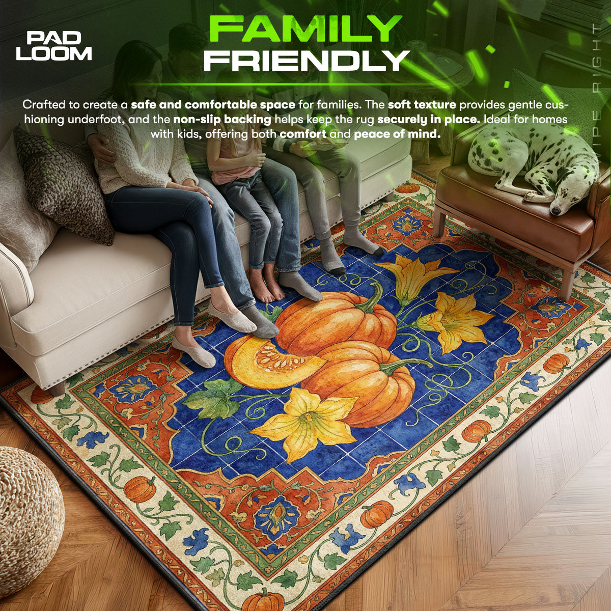 Floor character design printed on rug