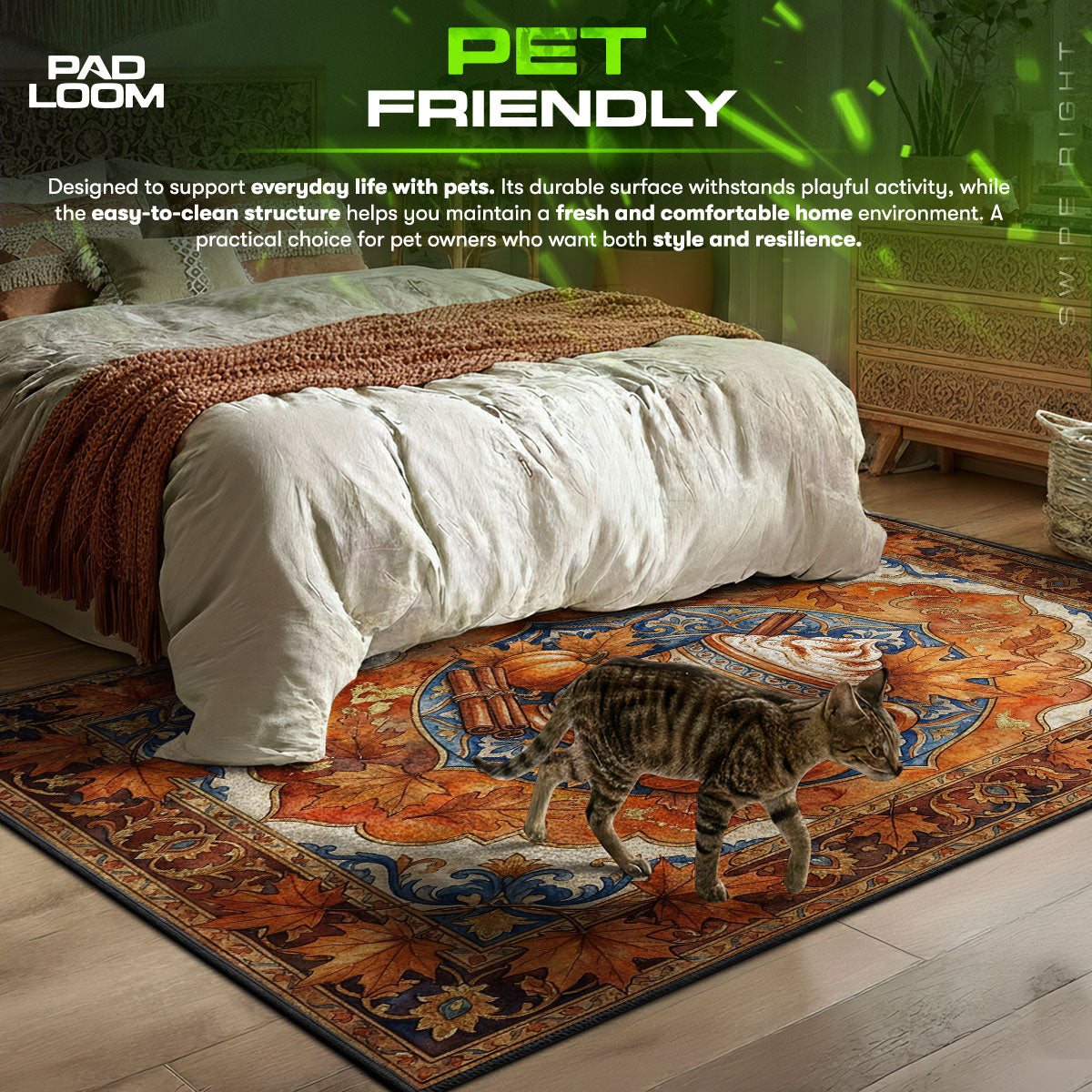 Pumpkin Spice themed area rug for home decor fans