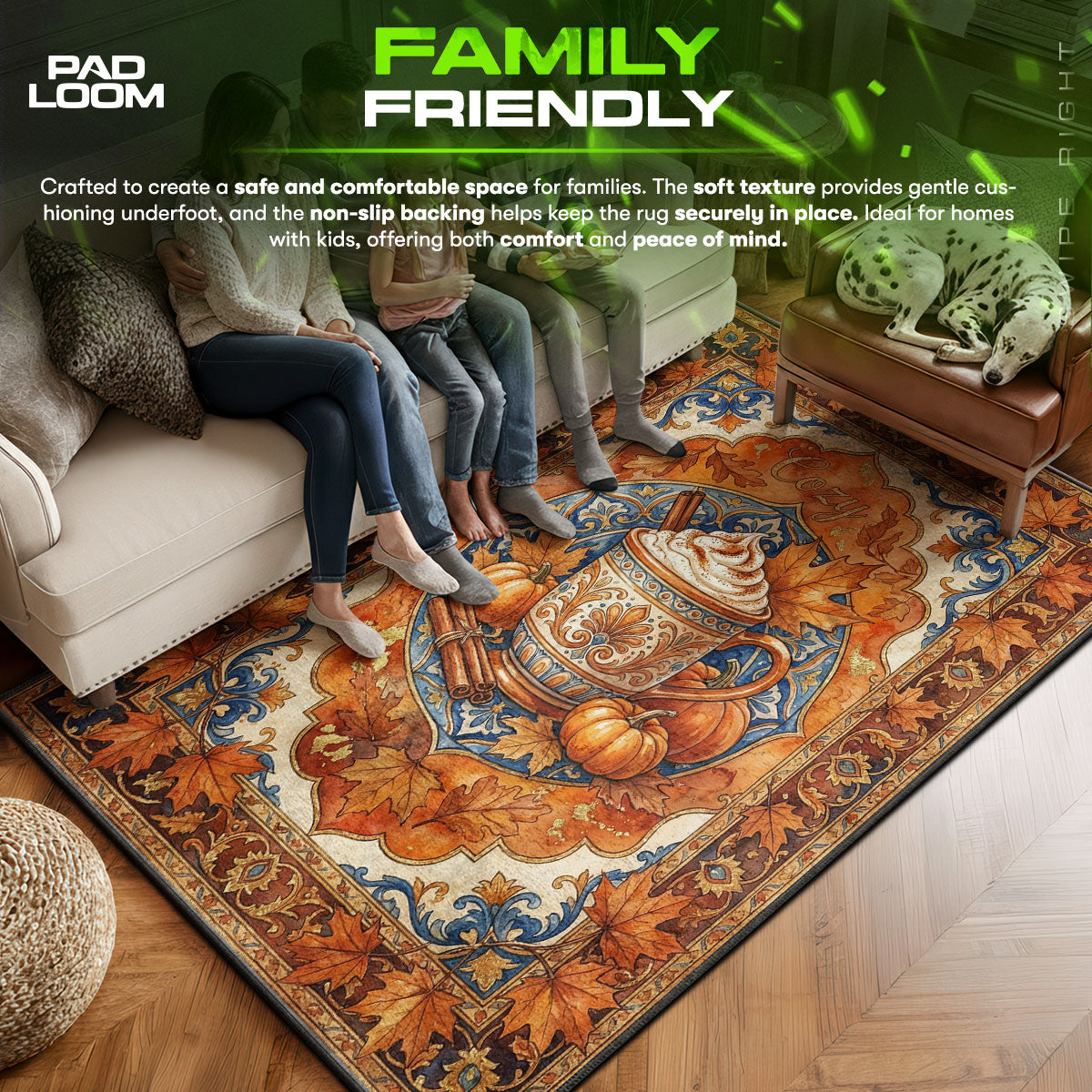 Floor character design printed on rug