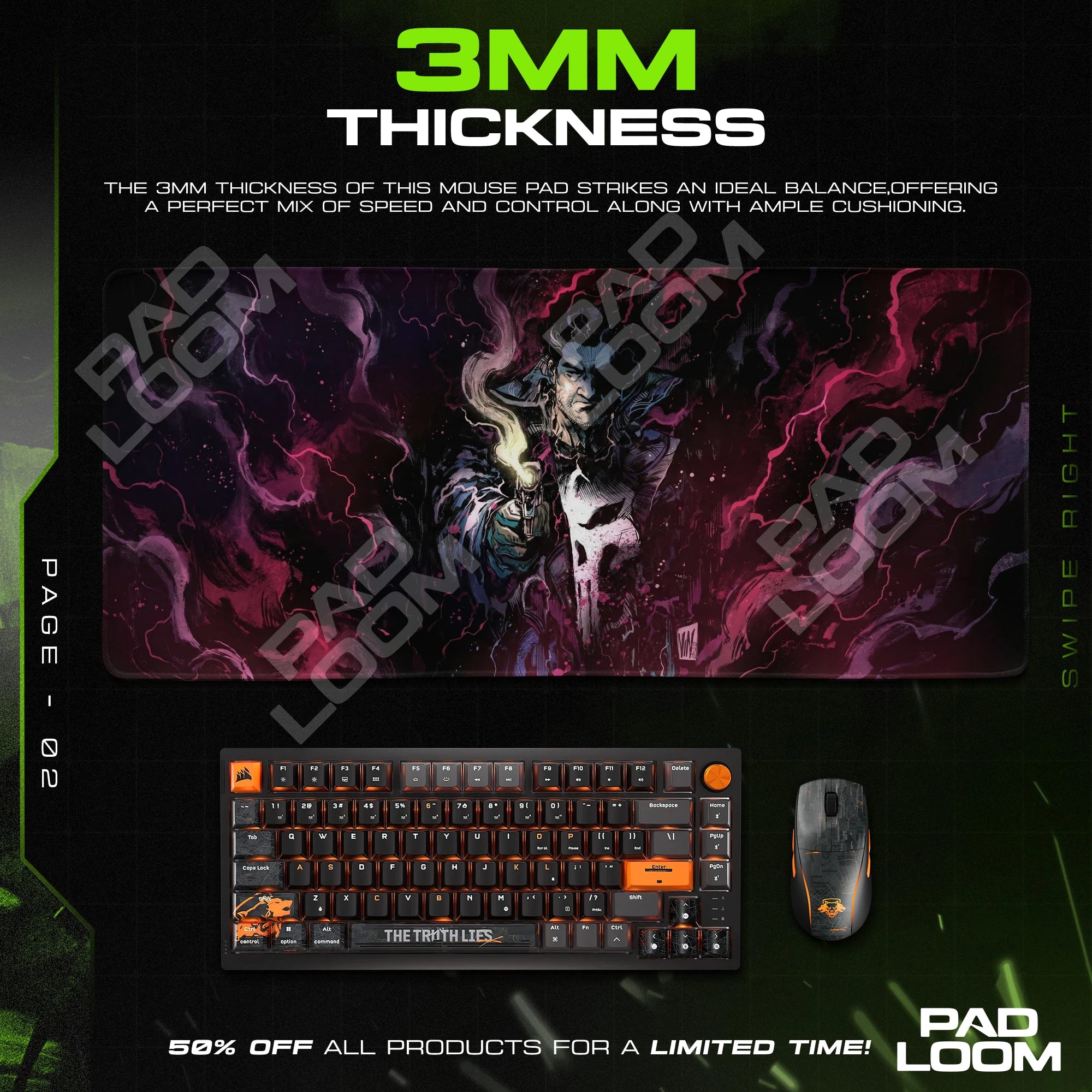 Punisher Crimson Smoke Mouse Pad - Marvel Desk Mat