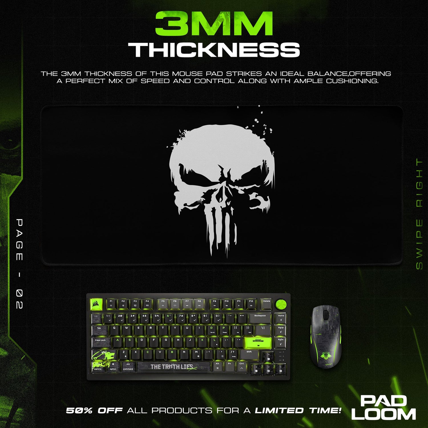 Punisher Skull Emblem Mouse Pad, Marvel Gamer Desk Mat Padloom