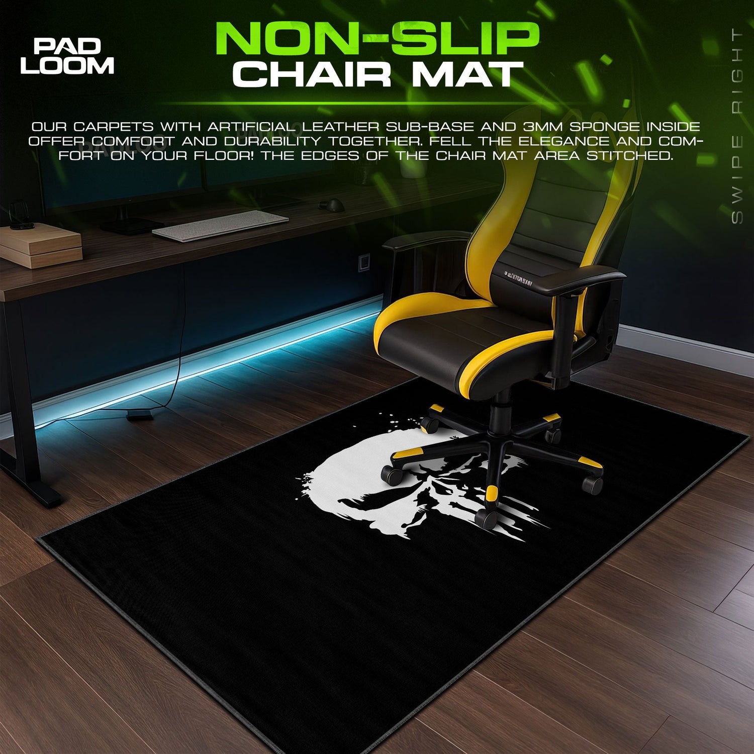 Punisher Skull Emblem Mouse Pad, Marvel Gamer Desk Mat Padloom