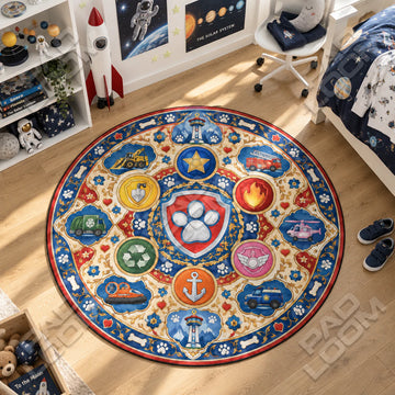 Pup Badge Medallion Round Rug - Paw Patrol Chair Mat