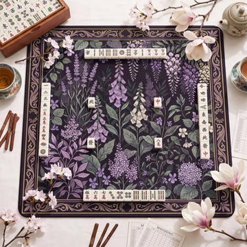 Purple Cottage Garden Mahjong Mat - Mah Jongg Mat