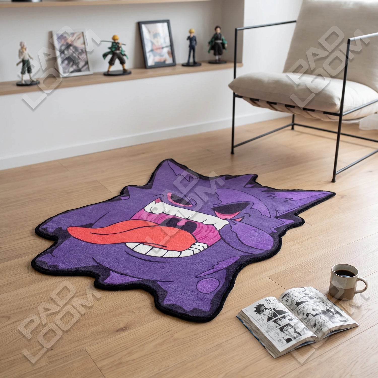 Purple Gengar Rug - Shaped Anime Area Rug