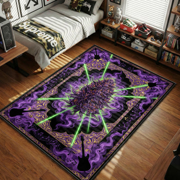 Padloom Purple Haze Cannabis Guitar Green Purple hypebeast area rug