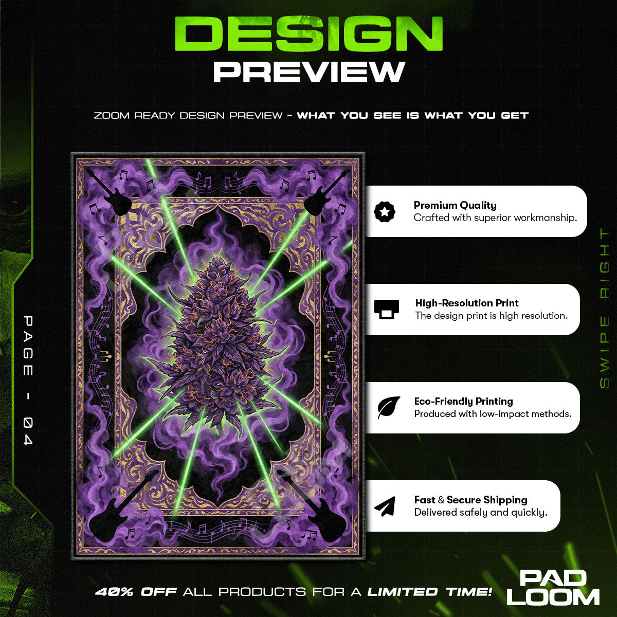 Floor character design printed on rug