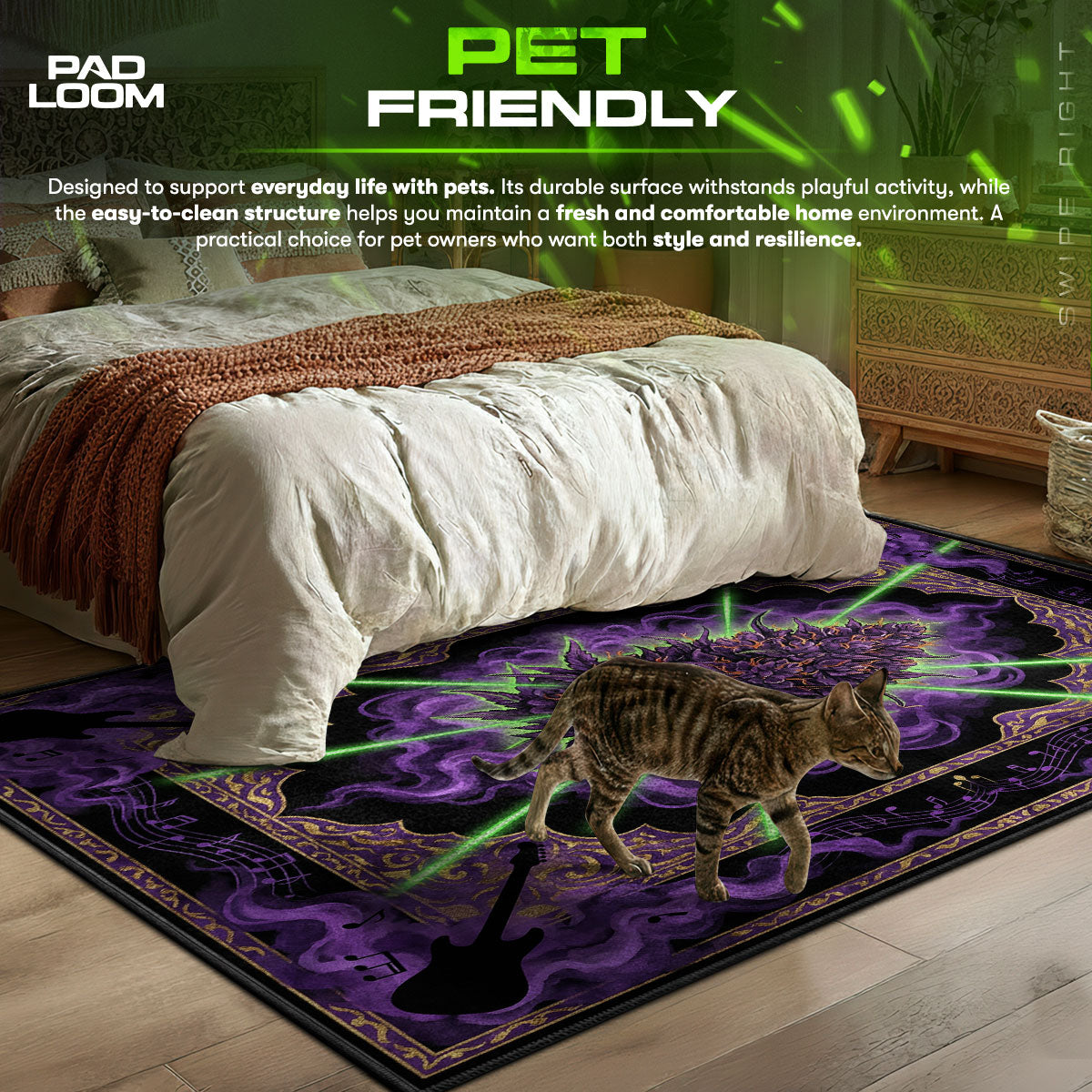 Detailed close-up of Purple rug pattern