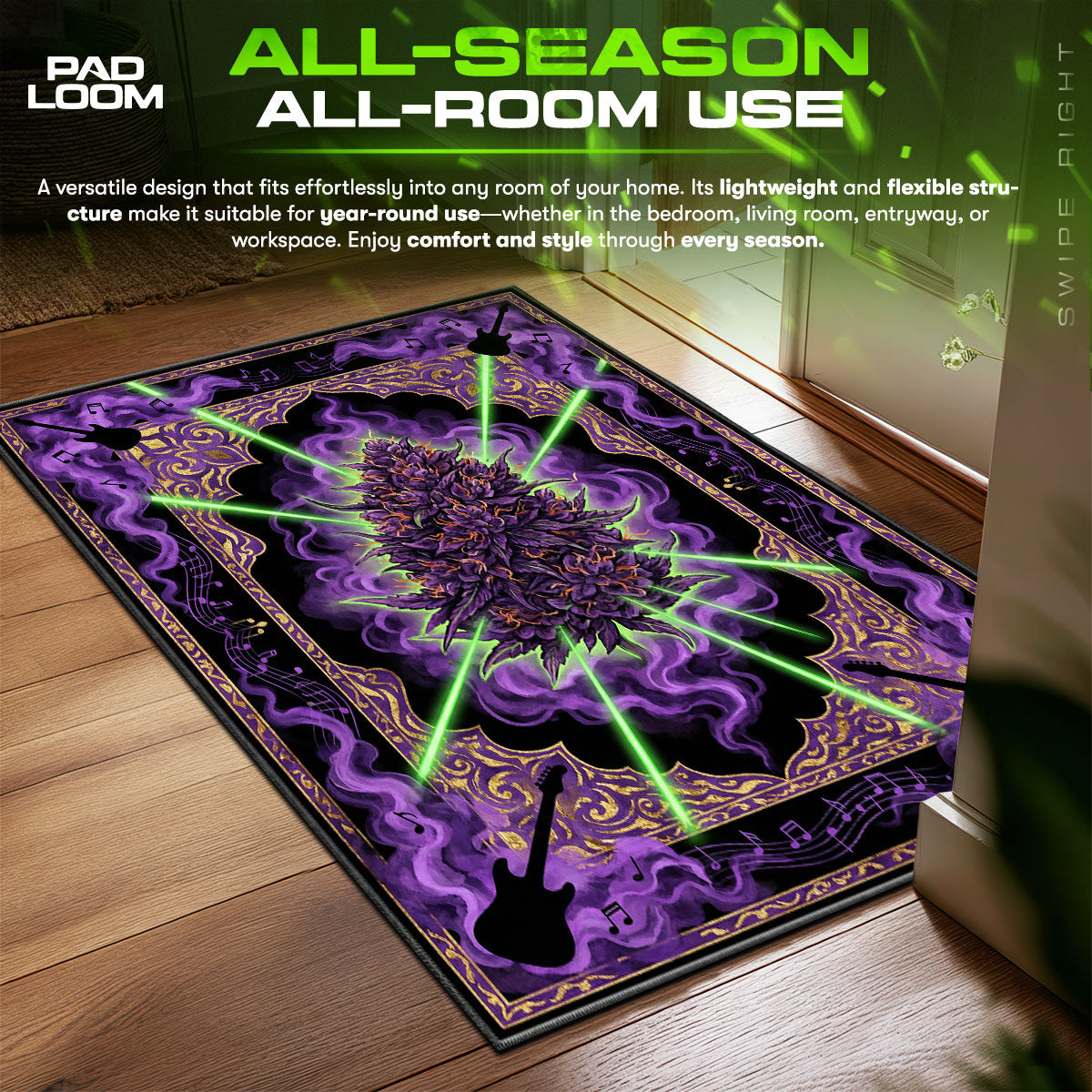 Purple Haze Guitar Streetwear Floor fan rug — premium quality print