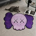 Purple KAWS Skull shaped area rug, die-cut man cave rug