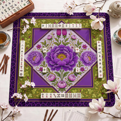 Purple Peony Mahjong-Matte - Mah-Jongg Tischmatte