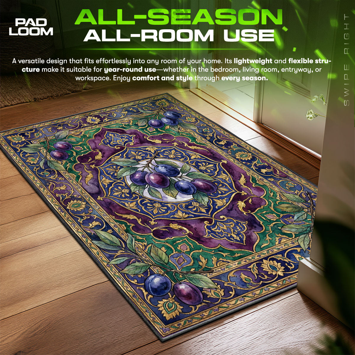 Detailed close-up of Purple rug pattern