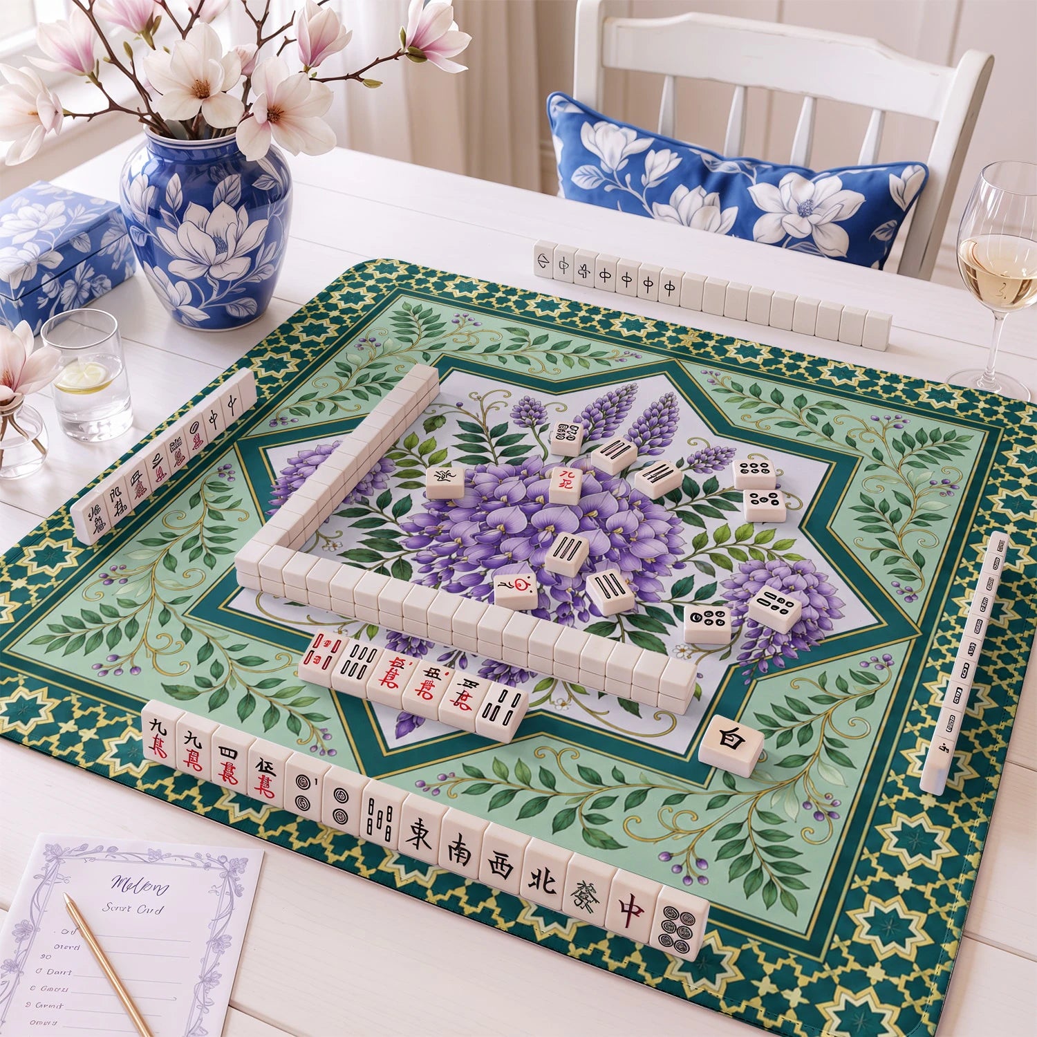 Purple Wisteria mahjong mat – M (60x60 cm) and L (81x81 cm) sizes